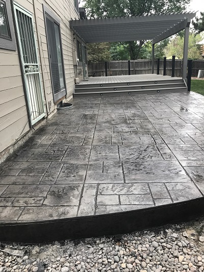 Stamped slate concrete patio - Colorado